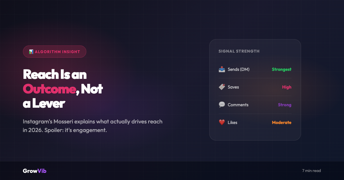 Instagram Algorithm 2026: Reach Is an Outcome, Not a Lever